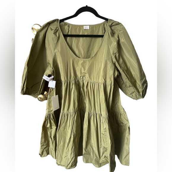 Aritzia Wilfred Fantasy Babydoll
Dress Pistachio Green Puff Sleeve,SZ L NWT - Picture 2 of 12